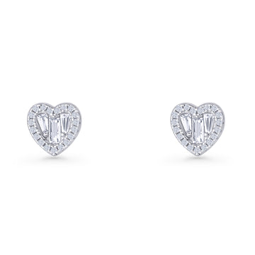 Heart CZ Stud Earrings